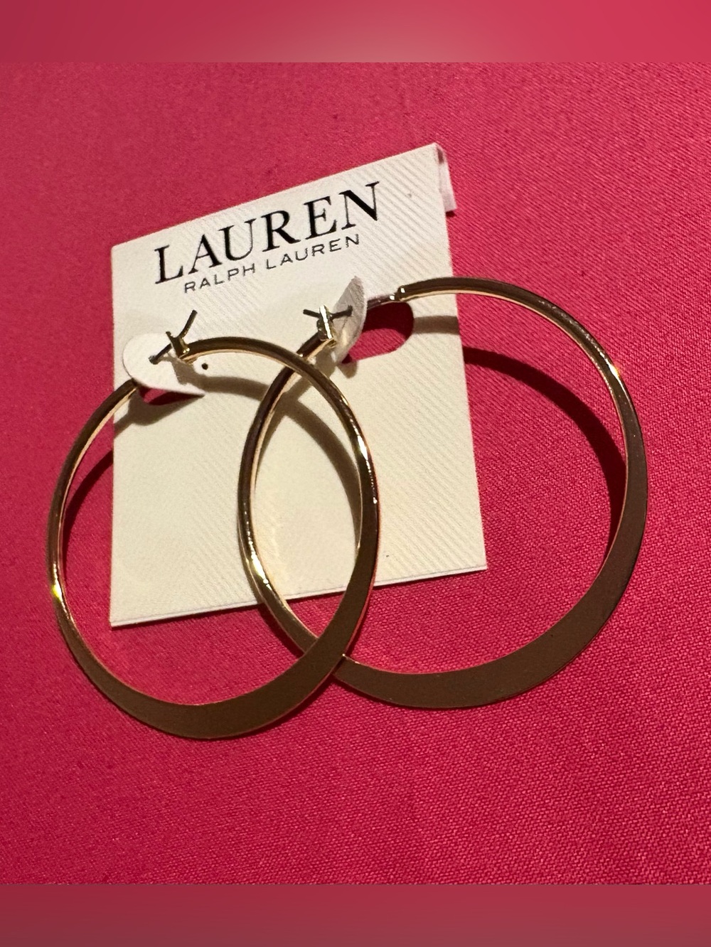 Lauren Ralph Lauren Shiny Gold Thin Hoop Earrings